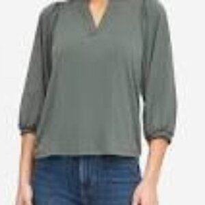 New NWT Banana Republic Blouson-Sleeve Popover Top small 4 6 olive green